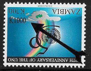 Zambia variety K1000 inverted overprint.