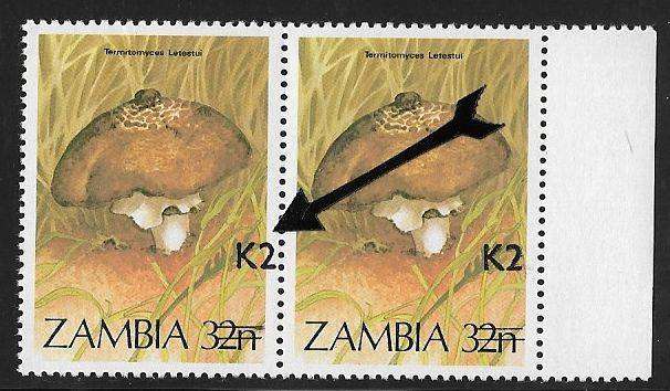 Zambia variety K2 shifted overprint.