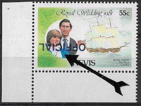 Nevis variety inverted overprint.