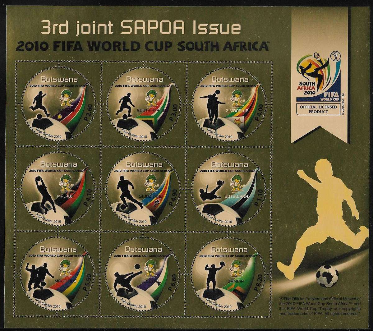 Botswana miniature sheet Soccer 2010.