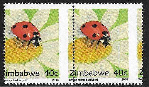 Zimbabwe variety shifted perforation 40c value pair 2018.