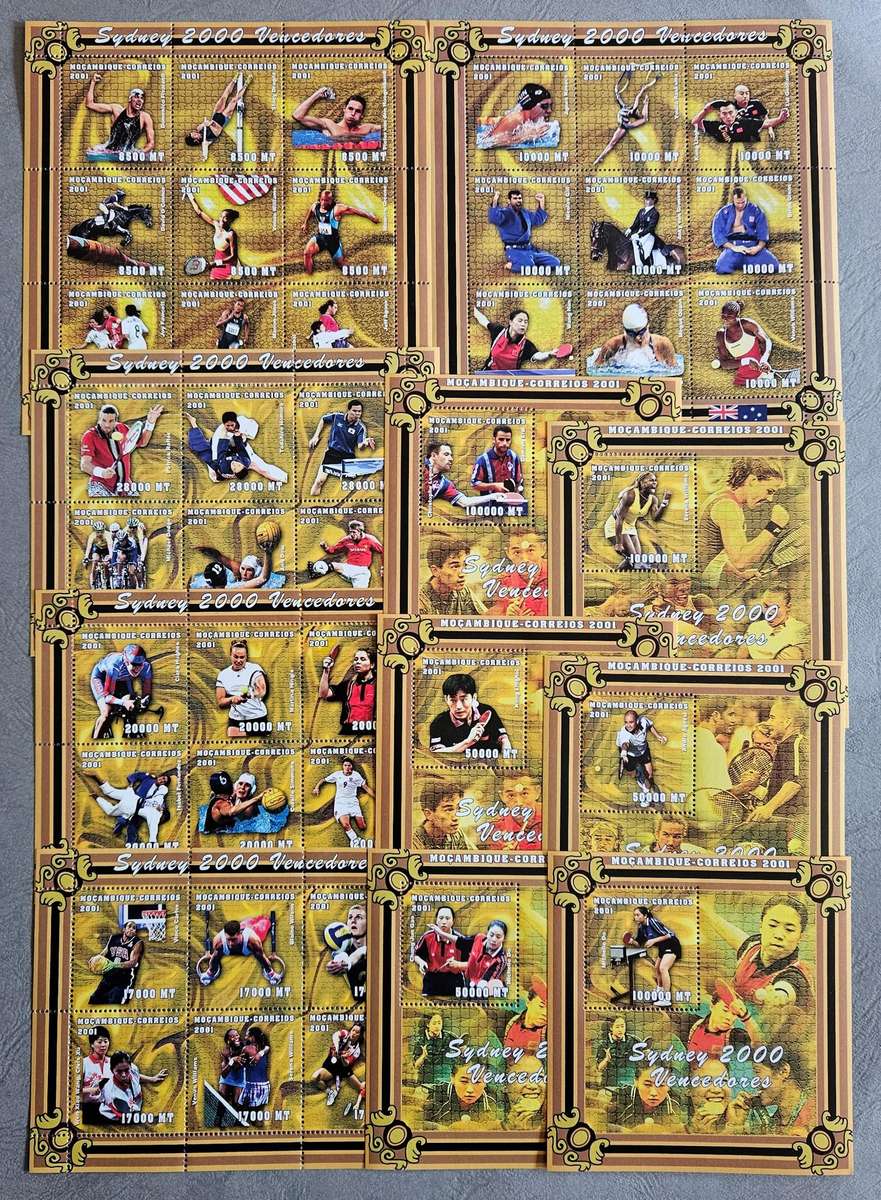 Mozambique sport 2001 sheetlets (x10)