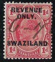 Swaziland Edward vii 1d revenue used, scarce.