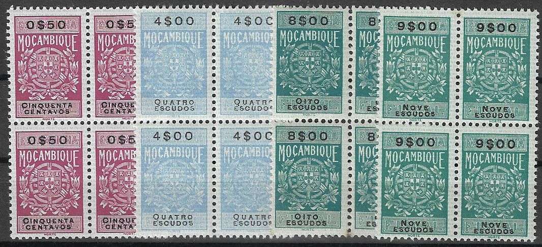 Mozambique mint revenue (x3) blocks of (x4) 0$60,4$00,8$00 and 9$00.