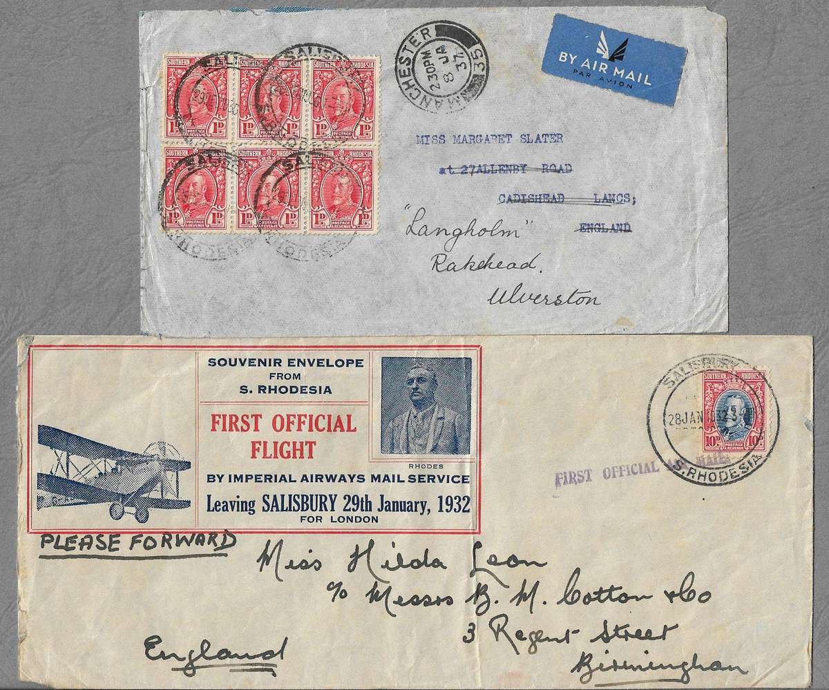 Southern Rhodesia Airmail covers