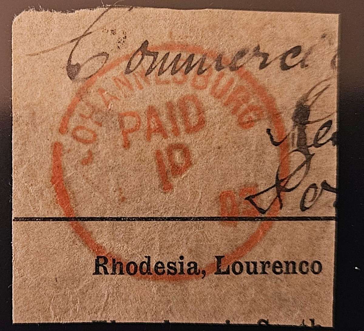 Transvaal postmark Johannesburg Postage Paid canceller 1903 on part newspaper wrapper. (HA22).