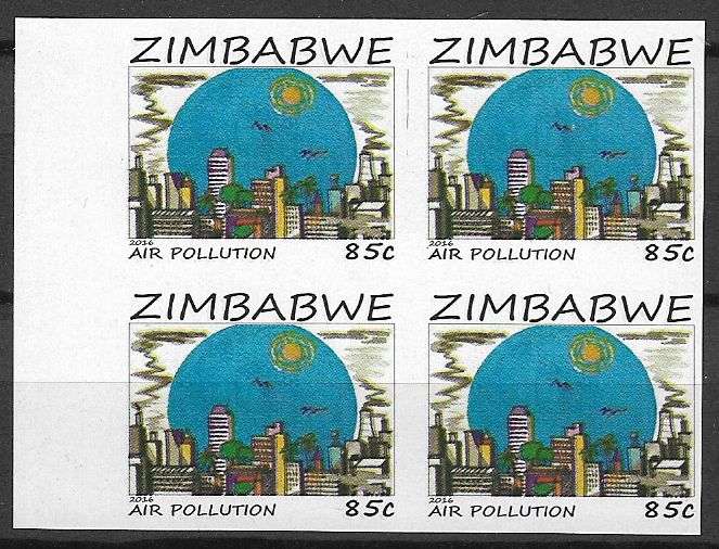 Zimbabwe variety 85c imperforated block of (x4)