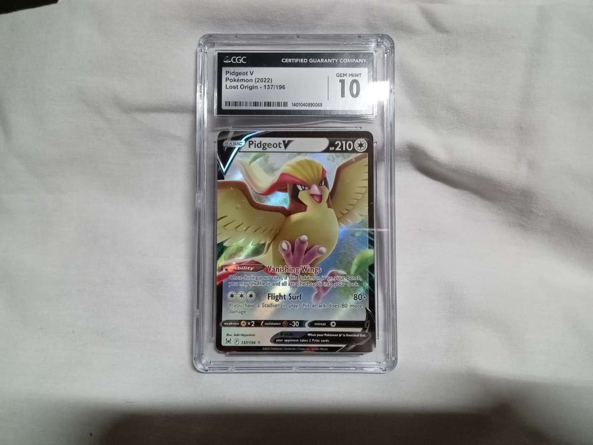 Pokemon Trading Cards Graded 2022 Lost Origin Full Art Pidgeot V 137/196 CGC Gem Mint 10