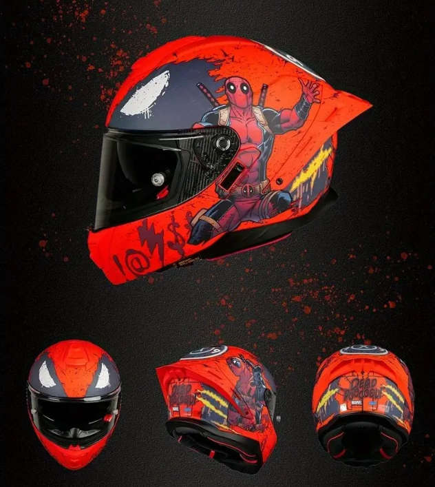 Full Face Deadpool Motorcycle Helmet Medium