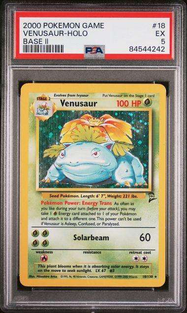 Pokemon Trading Cards Graded PSA 5 venusaur 2000 base set 2