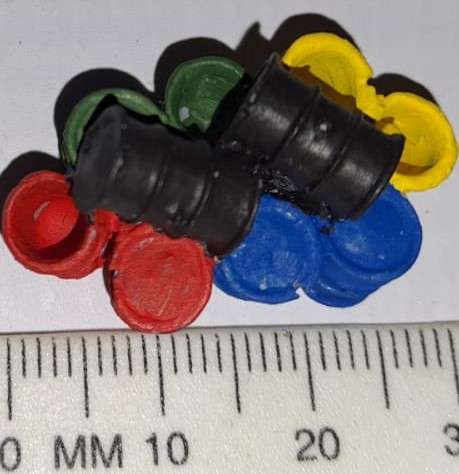 Model Trains HO - 1 x Oil Drums (10 in 1) - 30mm x 28mm x 17mm