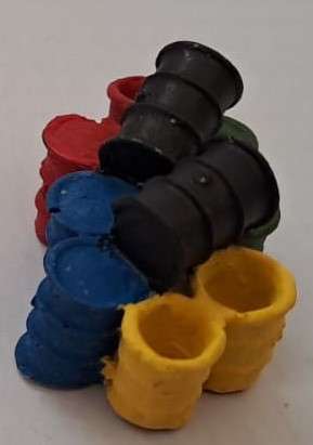 Model Trains HO - 1 x Oil Drums (10 in 1) - 30mm x 28mm x 17mm