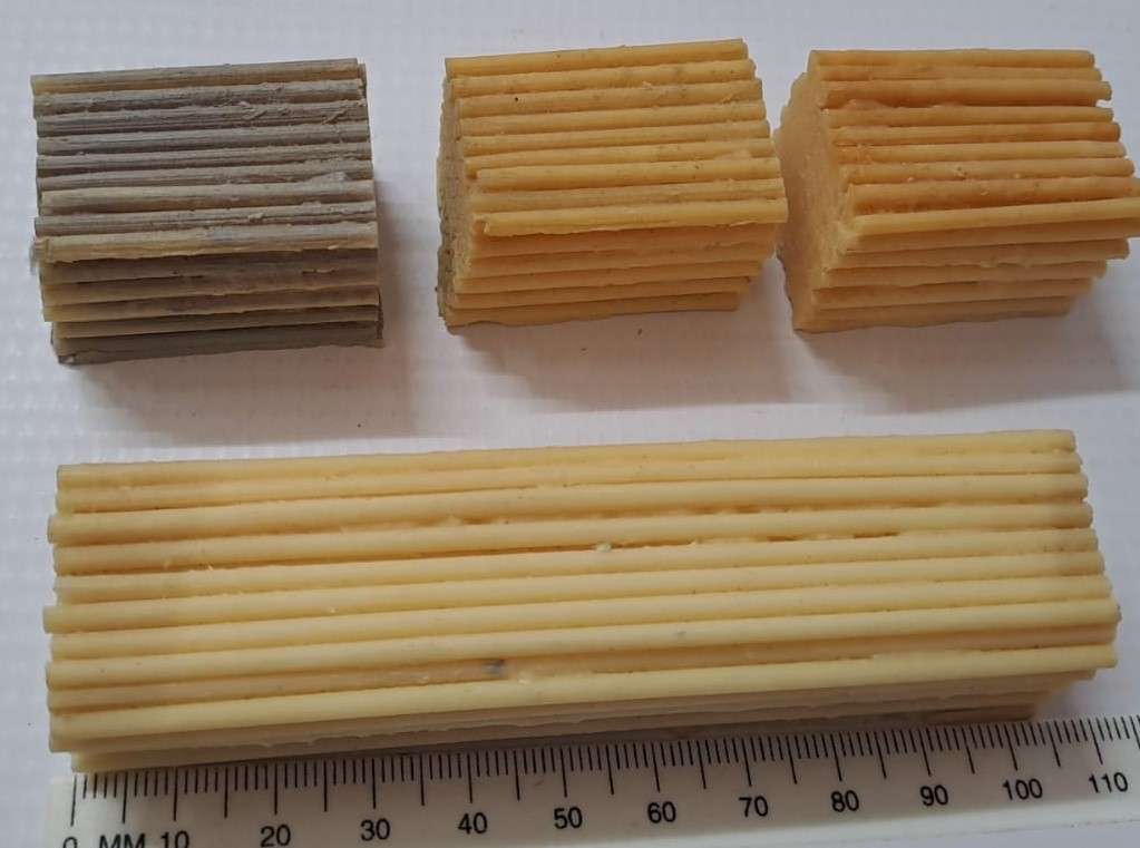 Model Trains HO 4 x Wood piles for Sawmill or flatbed (Unpainted) 1 x 102x26x23mm & 3 x 36x26x22mm