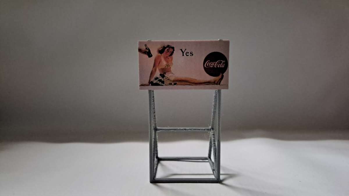 Model Trains HO 1 x Billboard 1960 + Coca-Cola - Yes - 50mm x 41mm x 82mm