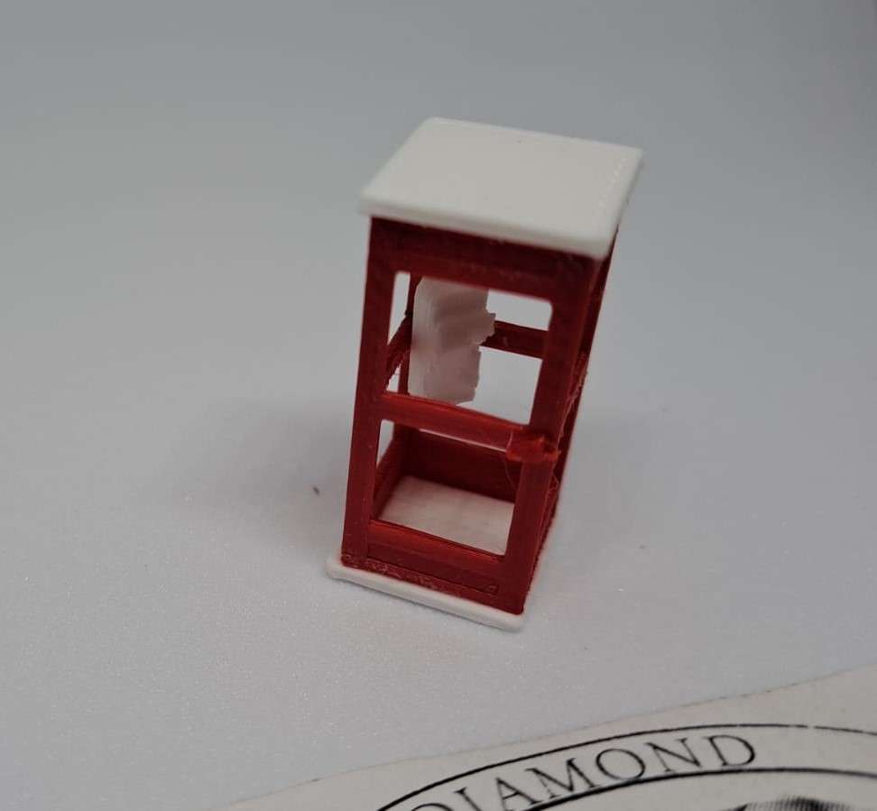 Model Trains 1:87 HO - Telephone Booth (square, red) - 13mm x 13mm x 28mm