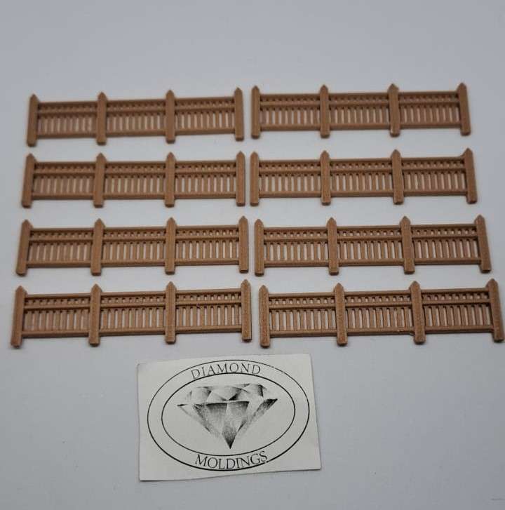 Model Trains HO 1 x Fence looks like wood (Pack of 8) - 70mm x 28mm x 3mm