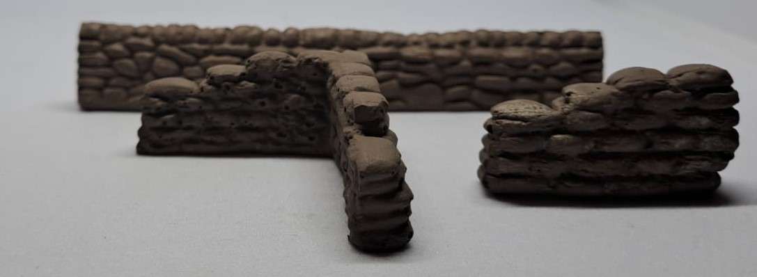 Model Trains HO - Walls of sandbags (Army) x3 - Various
