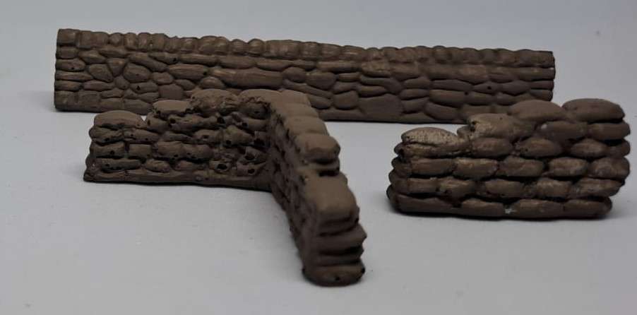 Model Trains HO - Walls of sandbags (Army) x3 - Various