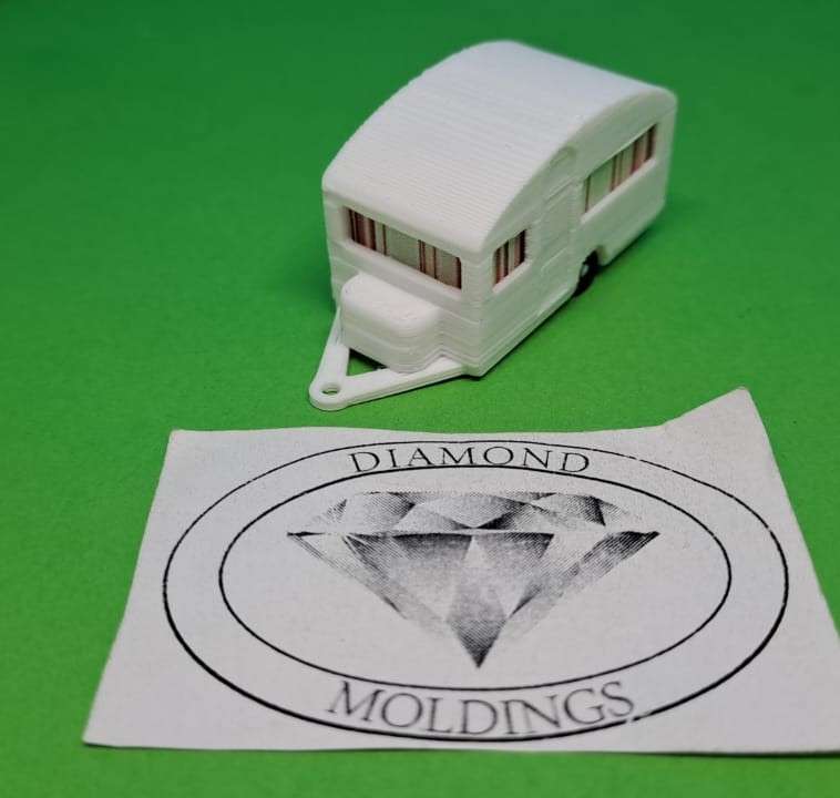 Model Trains HO 1 x Caravan - White - 46mm x 18mm x 21mm