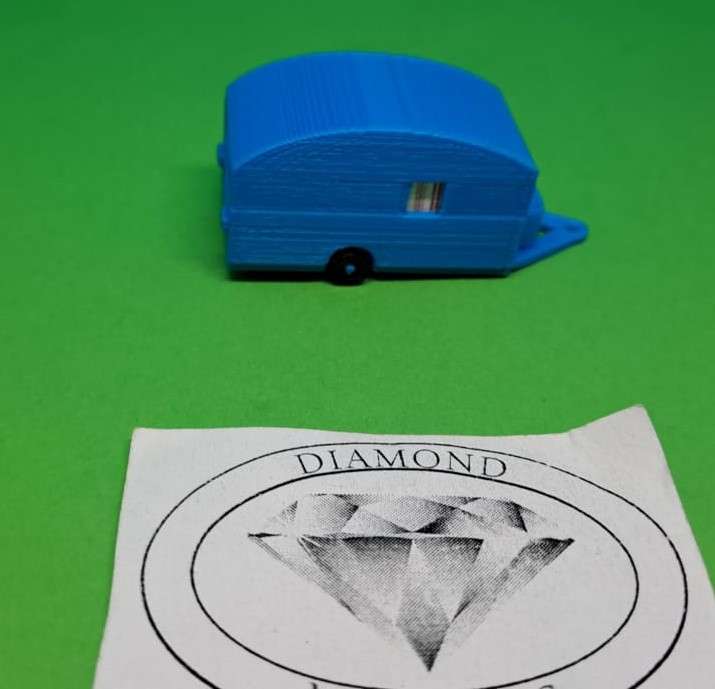 Model Trains HO 1 x Caravan - Blue - 46mm x 18mm x 21mm