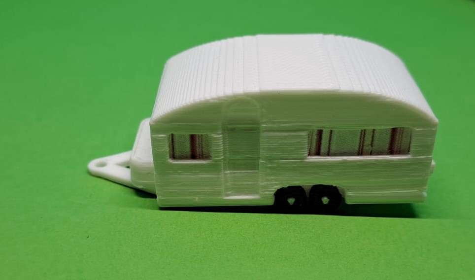 Model Trains HO 1 x Caravan Double Axis (White) - 52mm x 22mm x 23mm