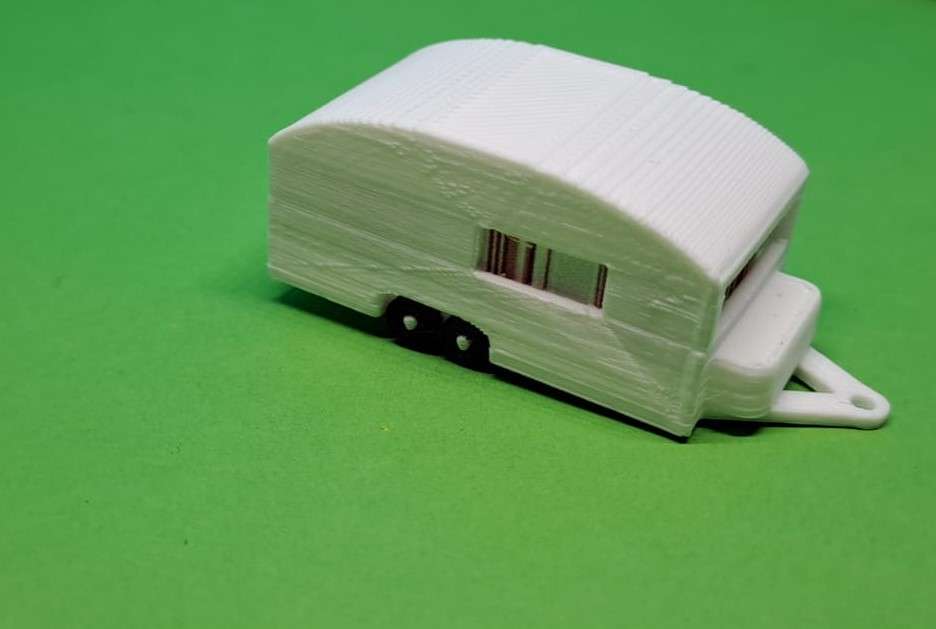 Model Trains HO 1 x Caravan Double Axis (White) - 52mm x 22mm x 23mm
