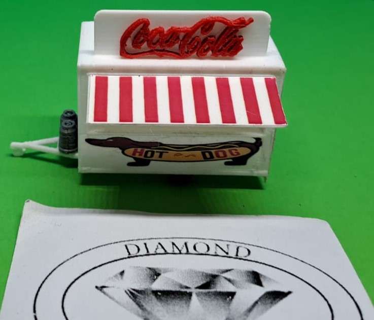 Model Trains 1:87 HO - Food Trailer. - 60mm x 36mm x 42mm