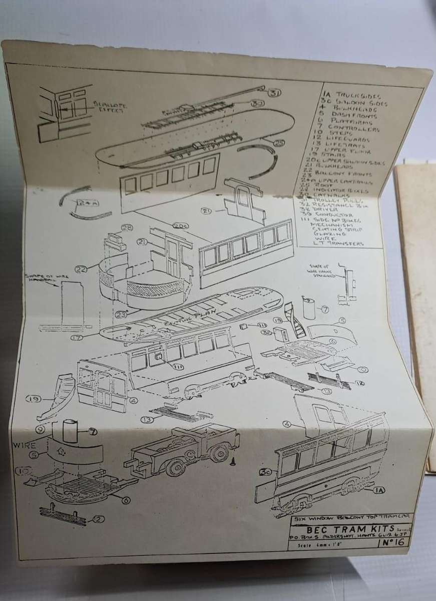 Model Trains OO 1 x BEC Tram Kit - Balcony Top car. All metal kit. Selling as per pictures.