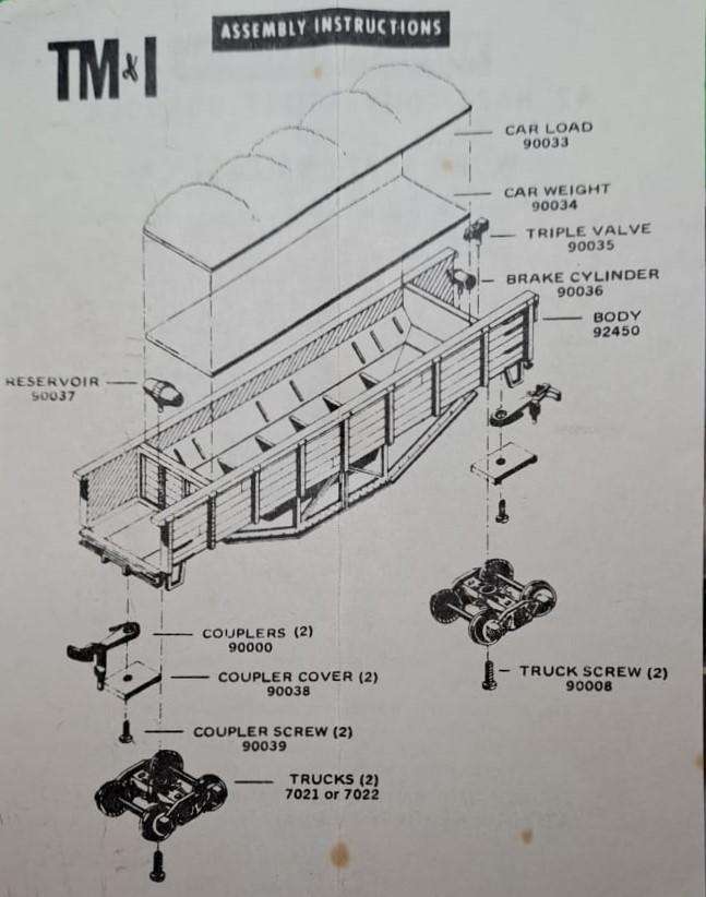 Model Trains H0 Scale - Convertible Gondola or Ballast Car, with plastic wheels & Horn hook couplers