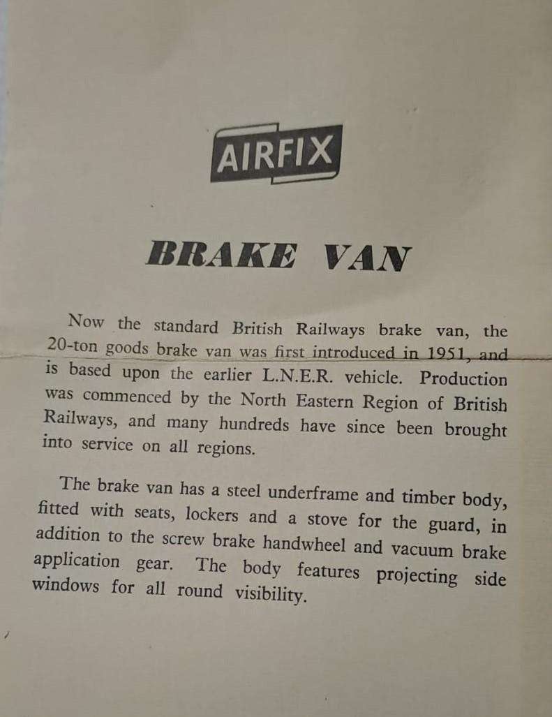 Model Trains HO 1 x Airfix - Brake Van 20 Ton Construction Kit. (Plastic, see Pic's)