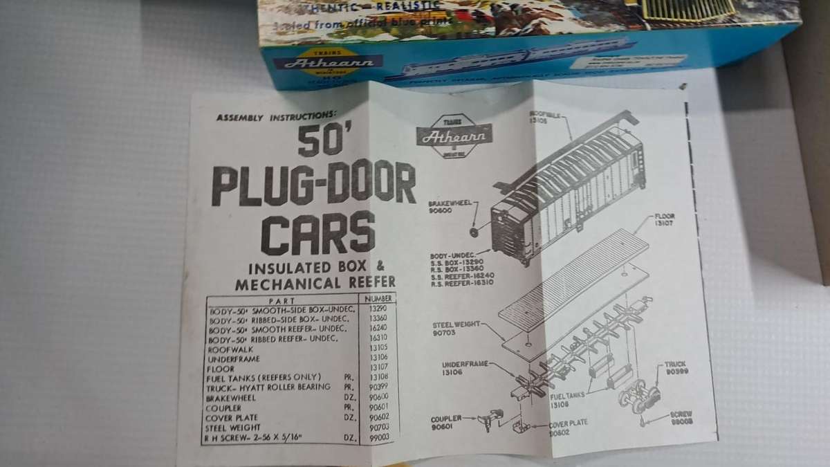 Model Trains HO 1 x 50' Box Wagon - Plug-door Car, plastic wheels & Horn Hook couplers. Kit