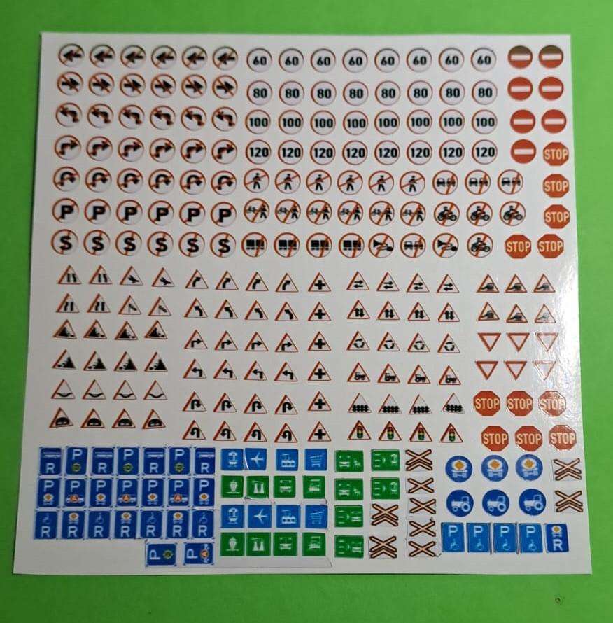 Model Trains H0-Scale 1 x Road Signs x273 (Stickers) Some cutlines not perfect. 148 x 148mm Sheet