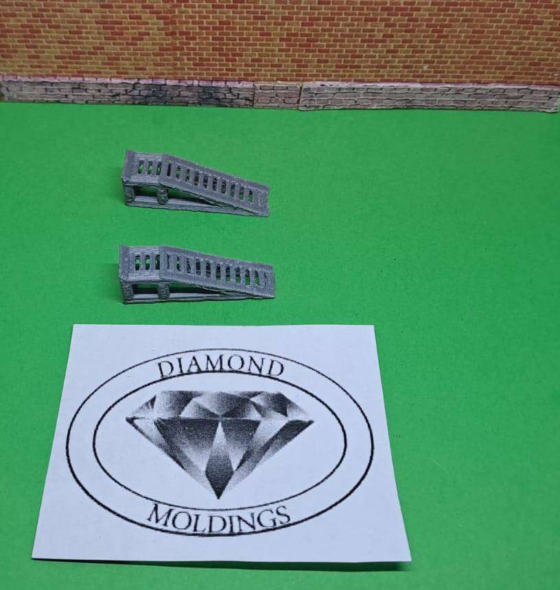 Model Trains 1/64 OO - Ramps for Cars (x2, silver)