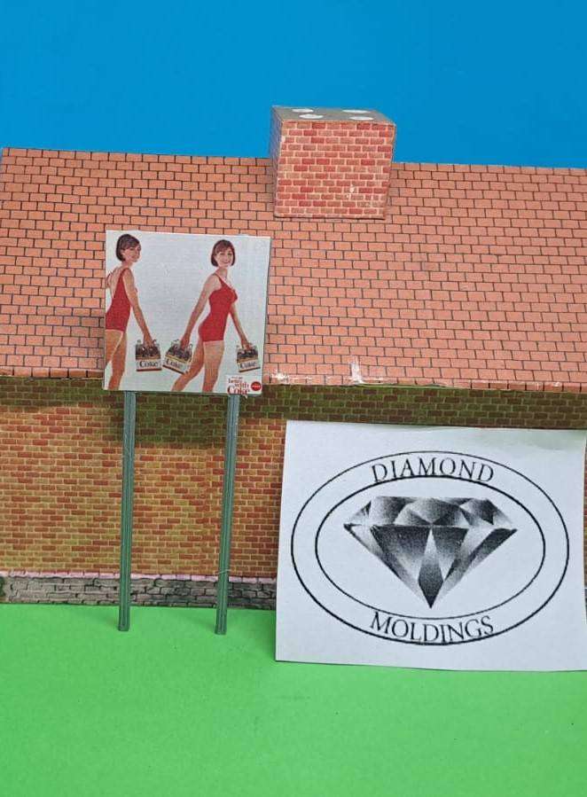 Model Trains HO 1 x Billboard - 1950 + Things go better with Coke!  - 50mm x 3mm x 82mm (New board)