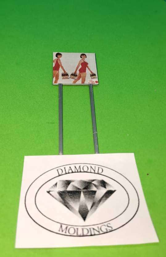 Model Trains HO 1 x Billboard - 1950 + Things go better with Coke!  - 50mm x 3mm x 82mm (New board)