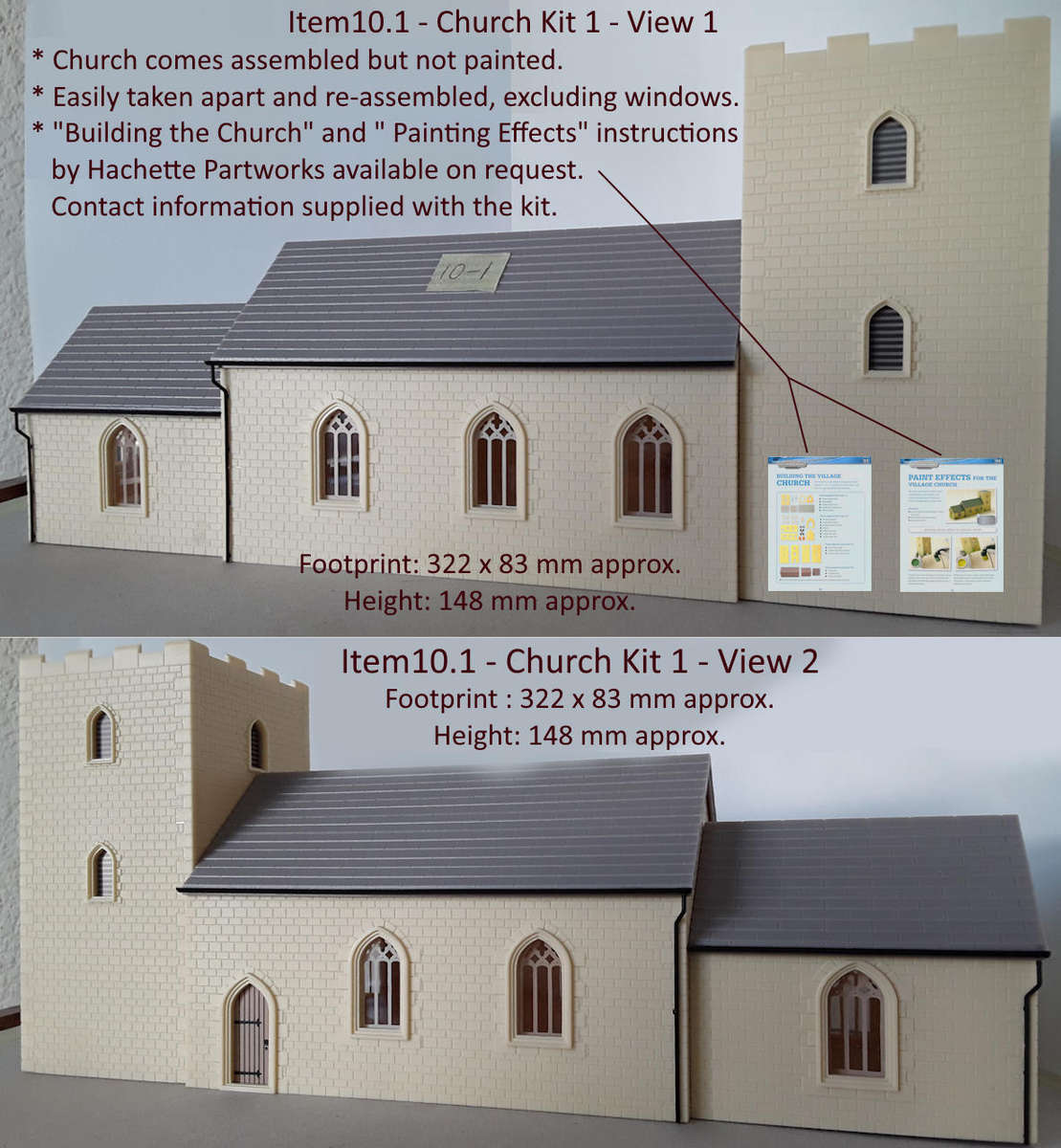Model Trains H0/OO-Scale 1 x Church, Assembled Kit, Unpainted