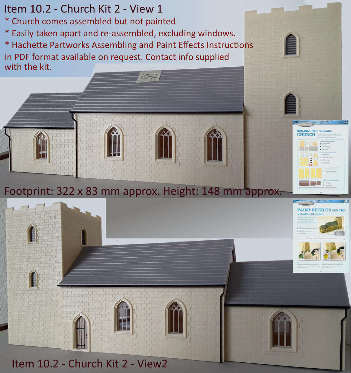 Model Trains H0/OO-Scale 1 x Church, Assembled Kit, Unpainted
