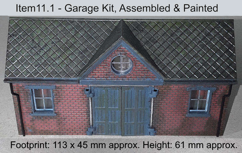 Model Trains H0/OO-Scale 1 x Garage, Assembled Kit, Painted, Detailed, working doors.
