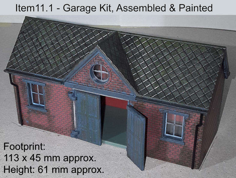 Model Trains H0/OO-Scale 1 x Garage, Assembled Kit, Painted, Detailed, working doors.