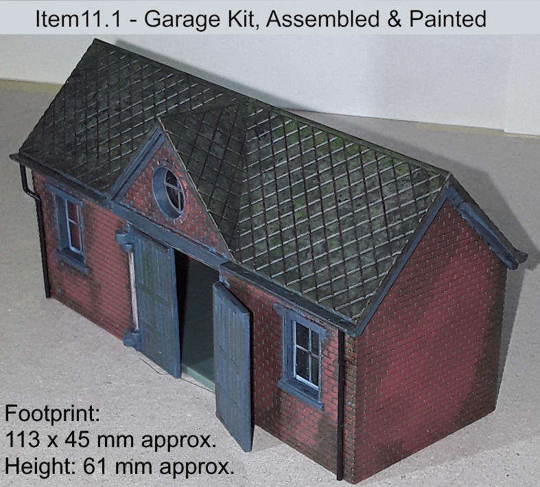 Model Trains H0/OO-Scale 1 x Garage, Assembled Kit, Painted, Detailed, working doors.
