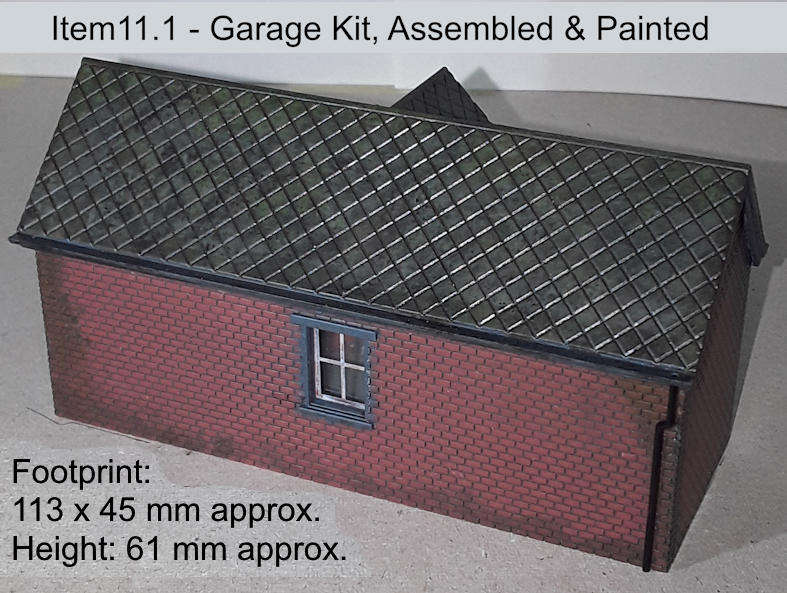 Model Trains H0/OO-Scale 1 x Garage, Assembled Kit, Painted, Detailed, working doors.