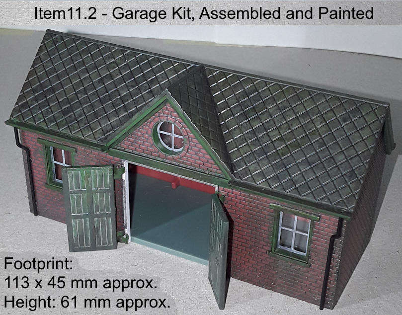 Model Trains H0/OO-Scale 1 x Garage, Assembled Kit, Painted, Detailed, working doors.
