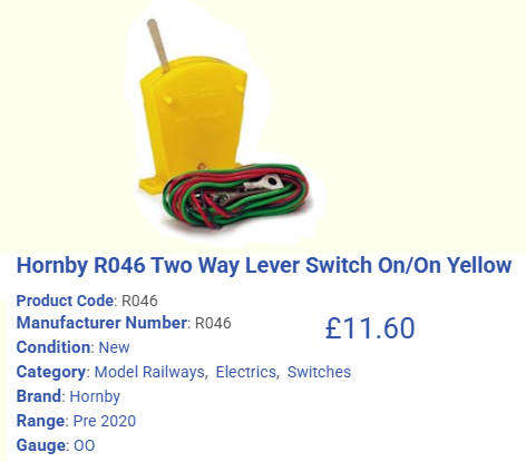 Model Trains HO 1 x Hornby Point Motor Passing Contact Switch Yellow Include Wires.