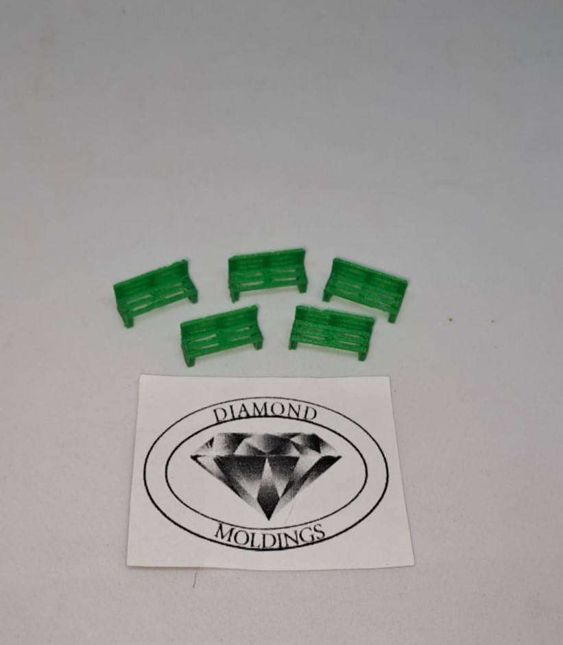 Model Trains 1:87 HO - Station/Park Benches - Green (5 pack)