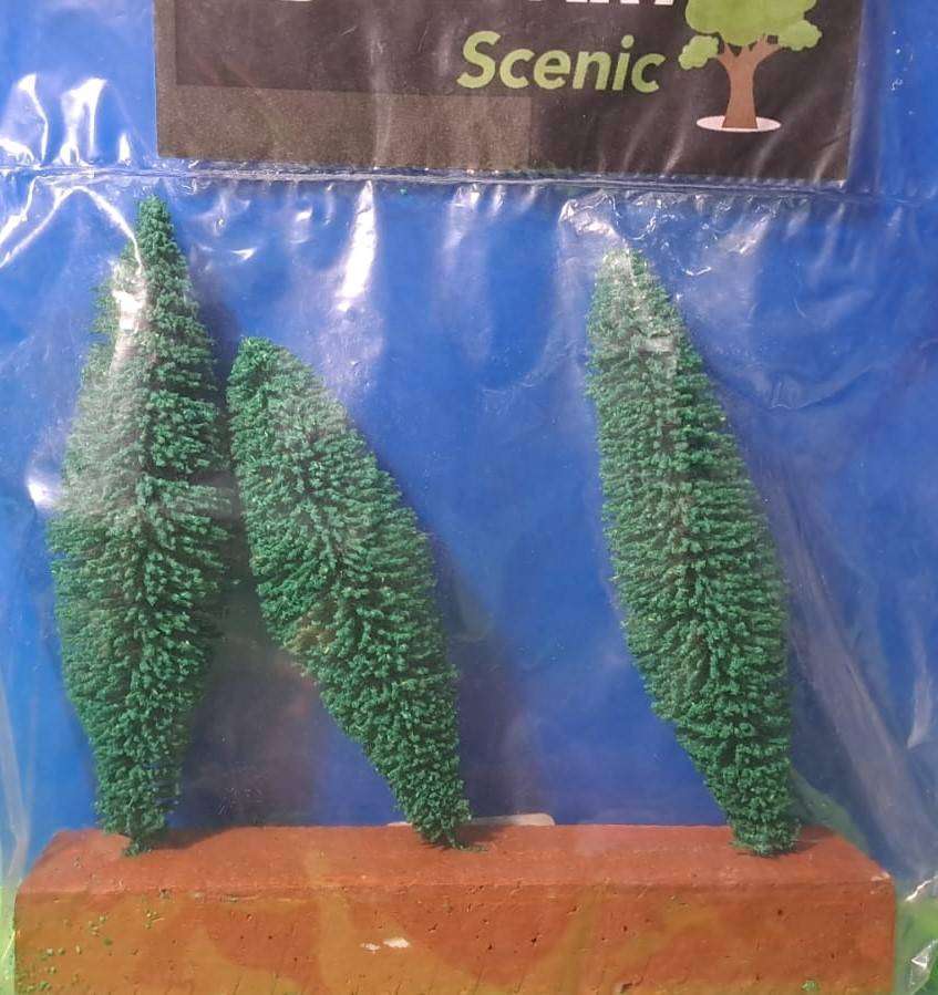 Model Trains HO 1 x Pack of 3 x Trees Deciduous - Tall 120mm