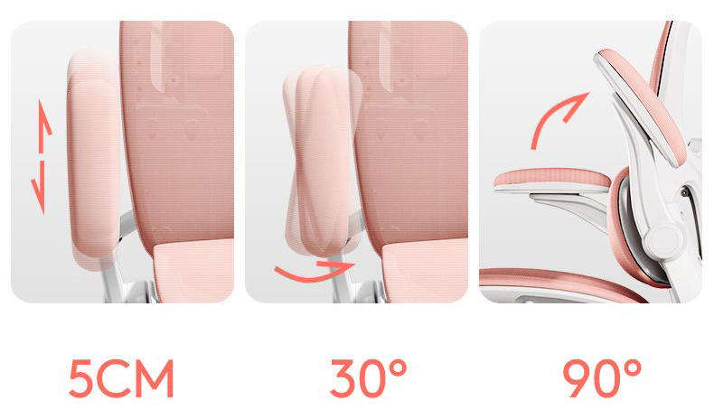 Ergonomic Office Chair with footrest - Pink