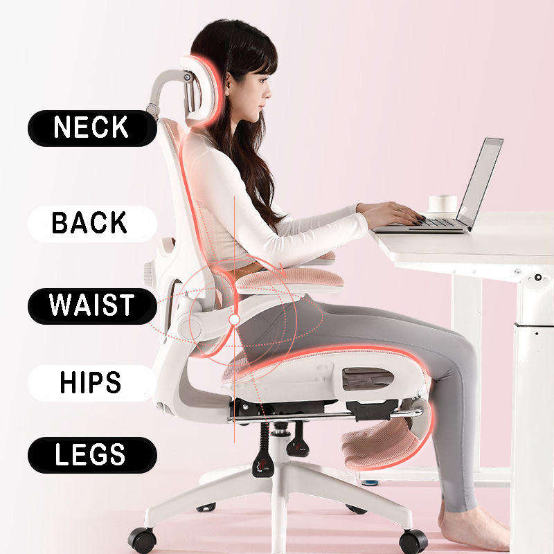 Ergonomic Office Chair with footrest - Pink
