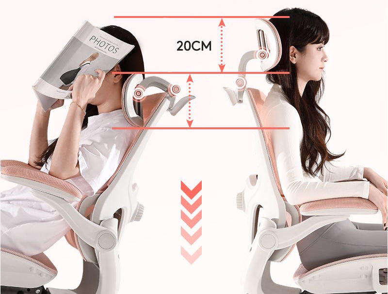 Ergonomic Office Chair with footrest - Pink