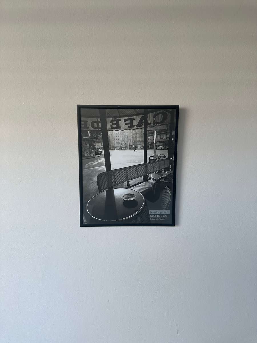 Framed Jeanloup Sieff B&W Print, Cafe de Flore Paris, 1976 - Finished Size 25cm x 31cm