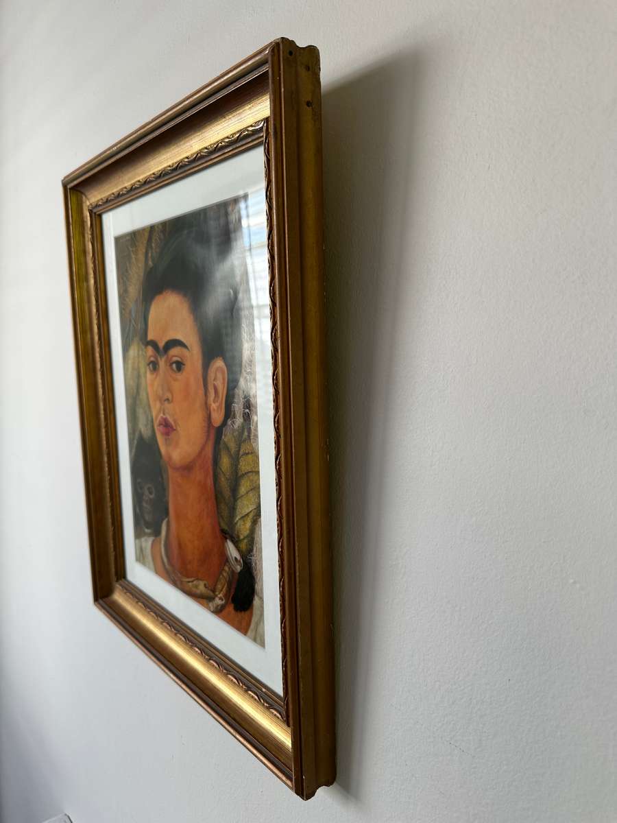 Framed Frida Kahlo Print, Self-Portrait with Monkey - Finished Size 39cm x 48cm